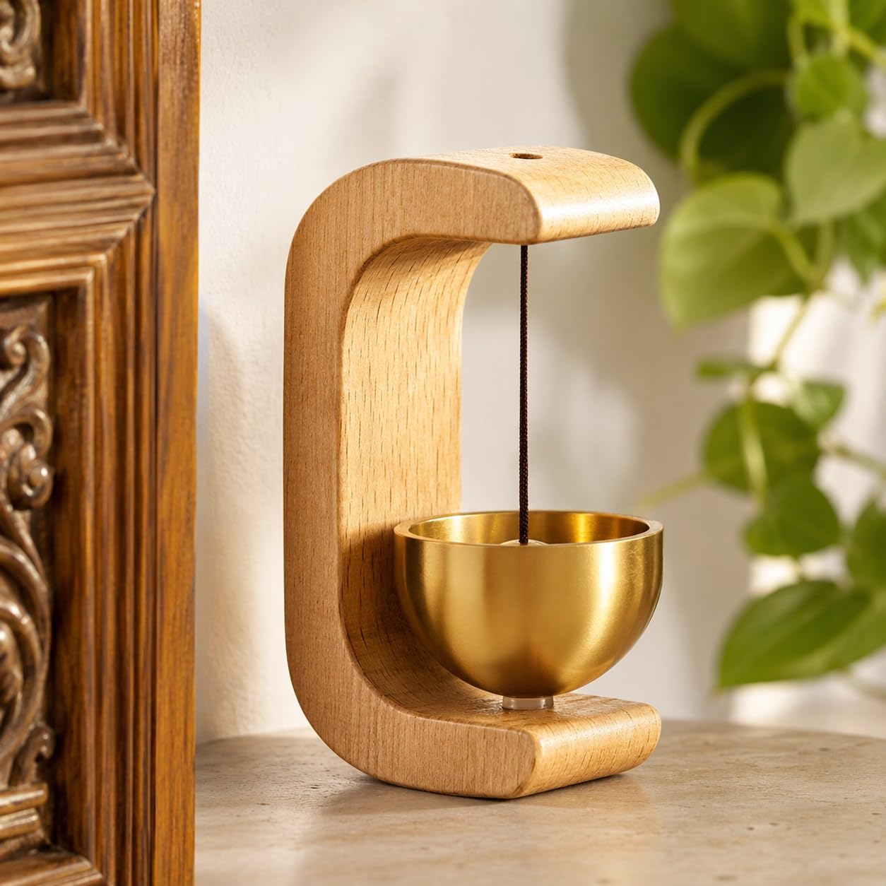 Aesthetic Wooden Doorbell Brass Door mounting