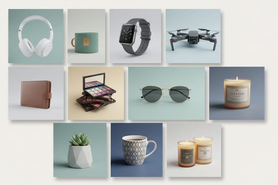 Collage of various products with 'Shopy2fly' branding on a light gray background